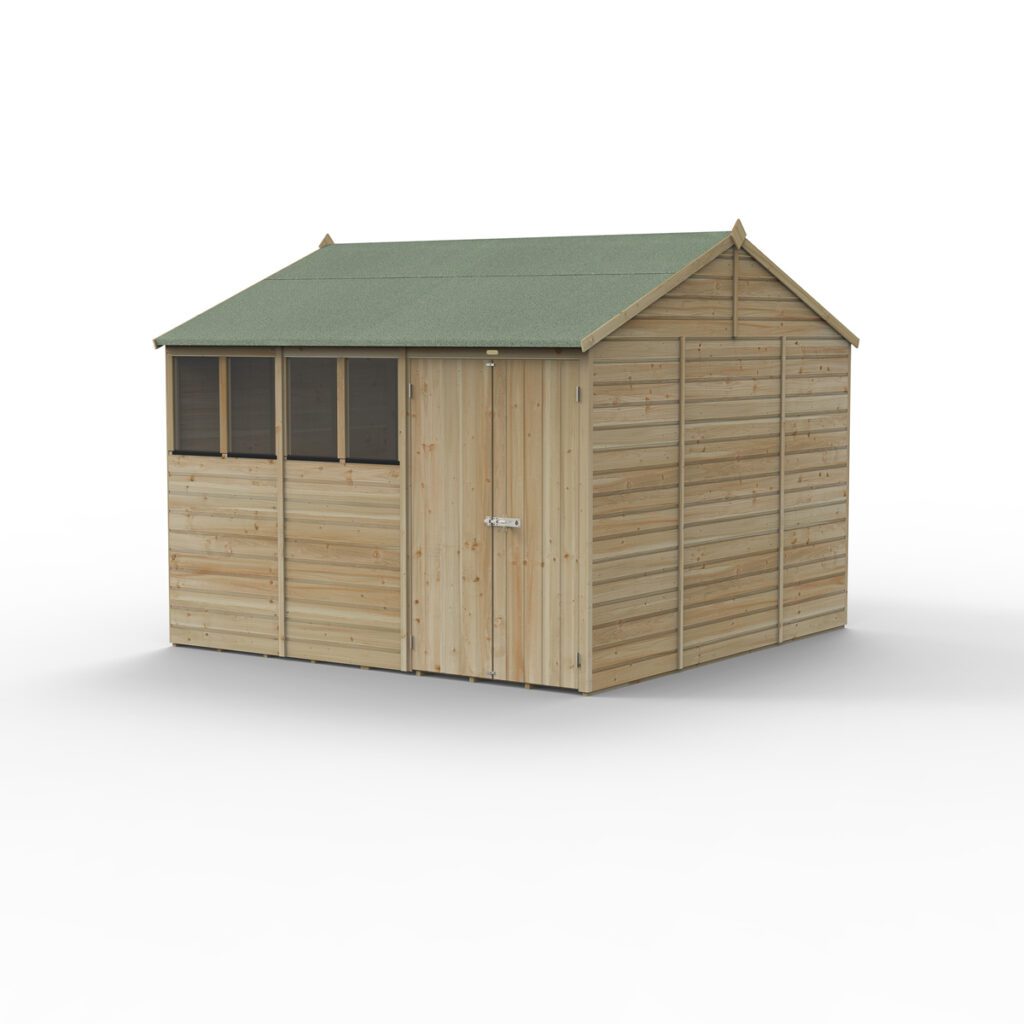 Beckwood 10×10 Reverse Apex Shed – 4 Windows – Double Door 5013053197813 2